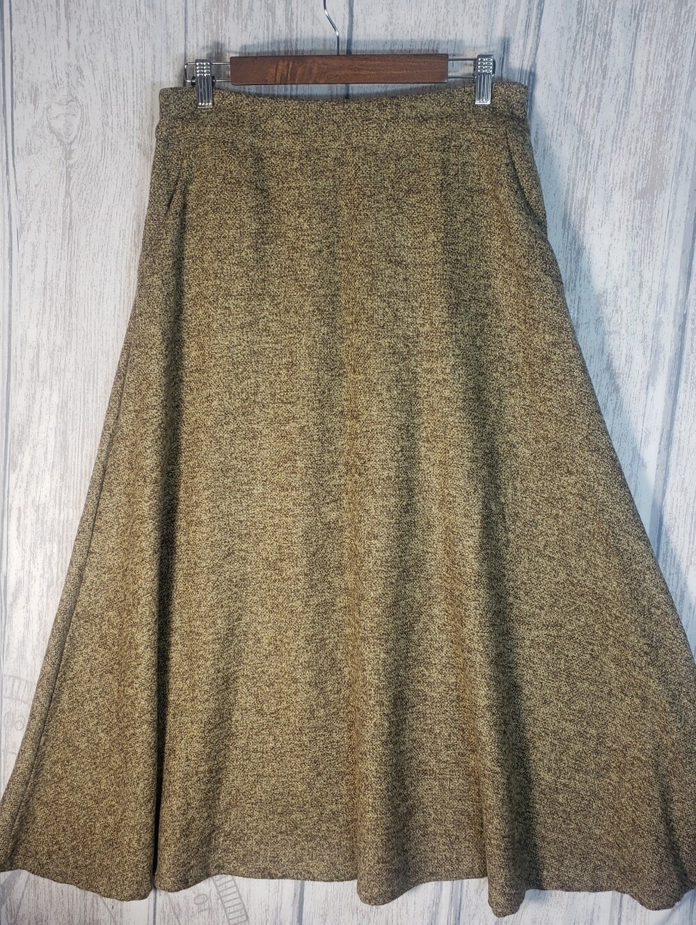 Choies high-waist A-line flared long midi Cotton Skirt Pockets Zip Large B39